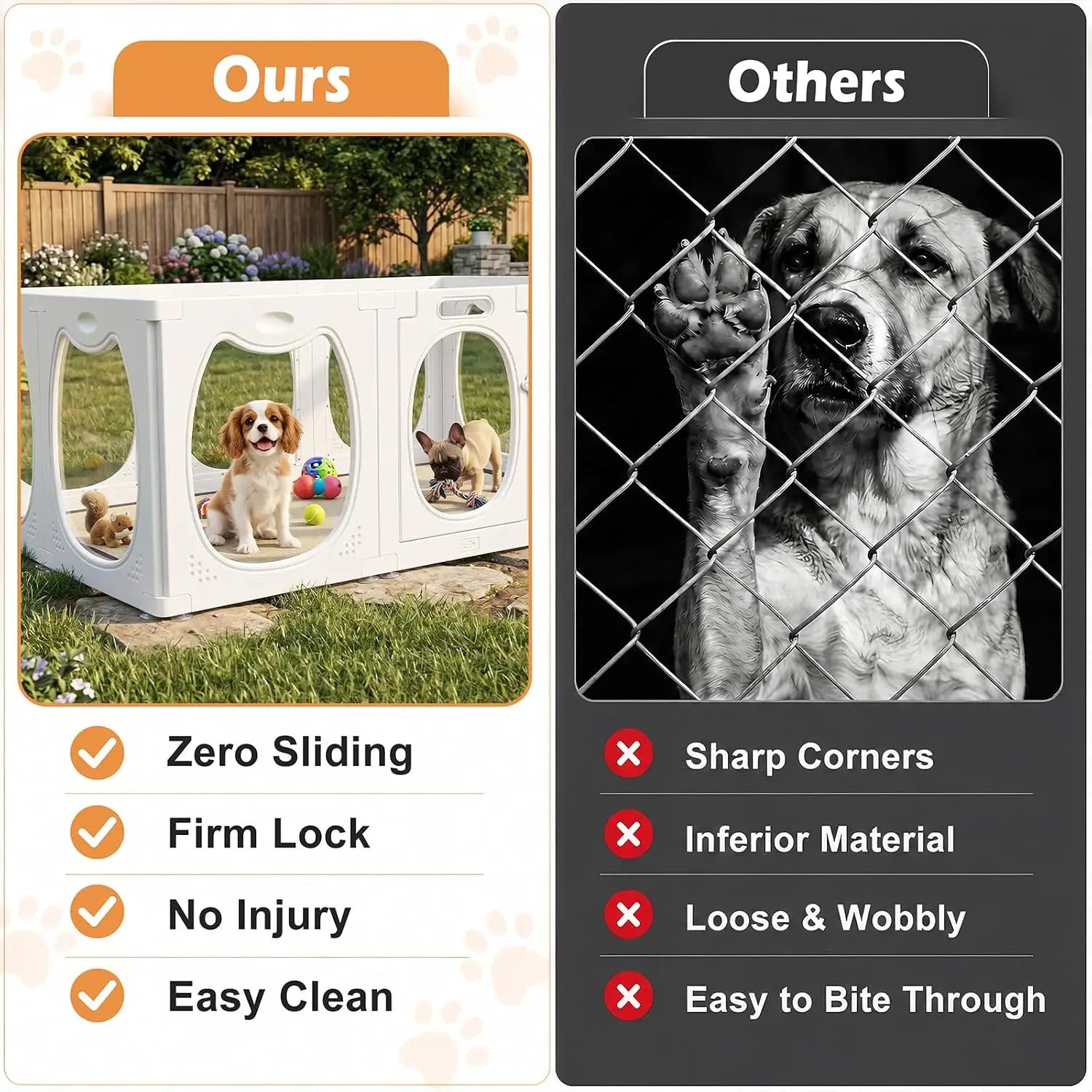 Clear Acrylic Dog Playpen, 12 Panels Indoor Puppy Fence for Small Pets