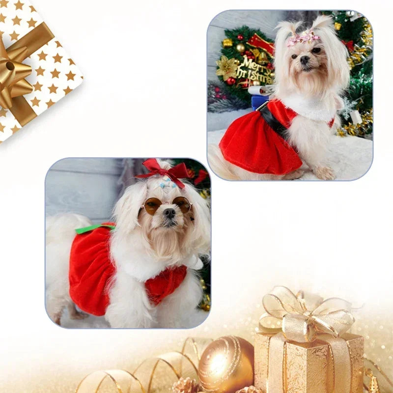 Hign-concerned Christmas Dog Coat Dress Warm Holiday Costume