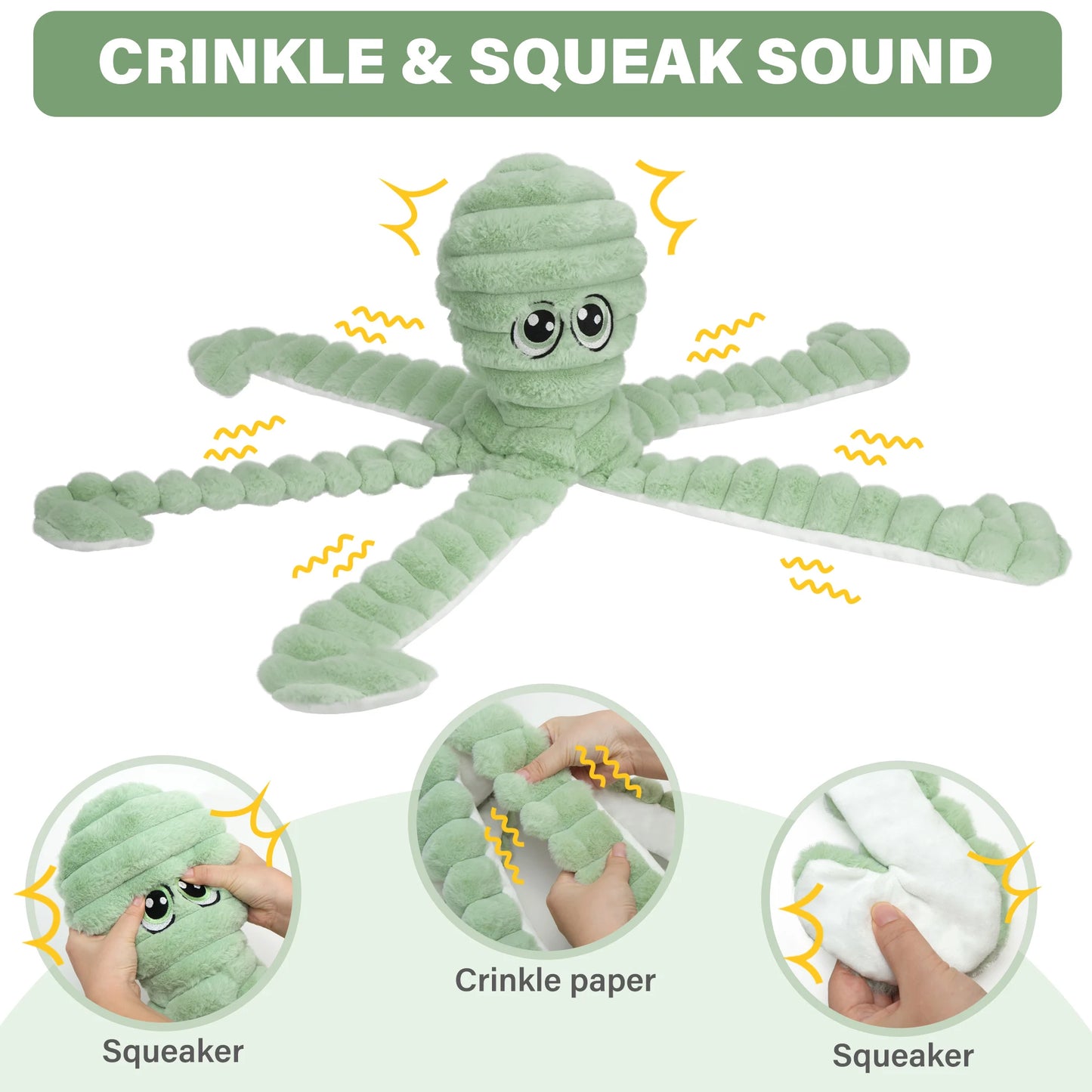 Hign-concerned Octopus Design Squeaky Plush Dog Toy Grinding Teeth Chew Interactive Pet Toy