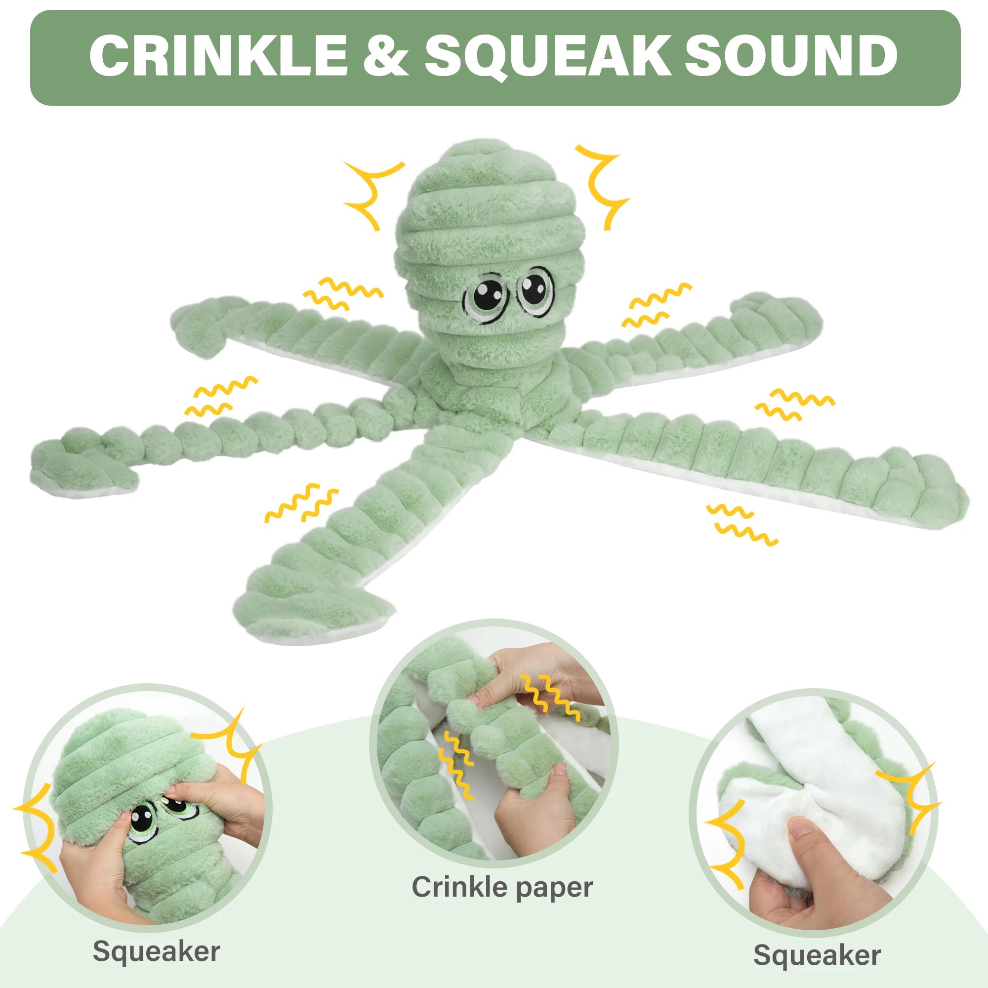 Hign-concerned Octopus Design Squeaky Plush Dog Toy Grinding Teeth Chew Interactive Pet Toy