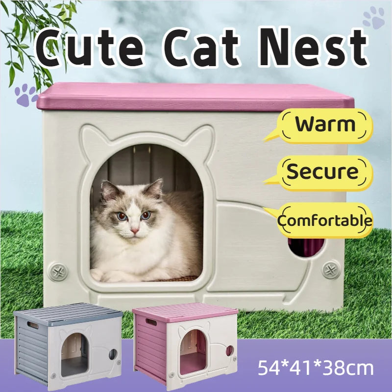 Newest Outdoor Portable Stray Cat Nest Winter Warm Waterproof Large Space Cat Shelter Washable Four Seasons Universal Cats House