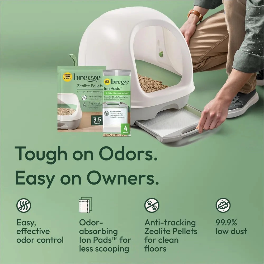 Tidy Cats Hooded Litter Box System Breeze Kit Pellets Pads
