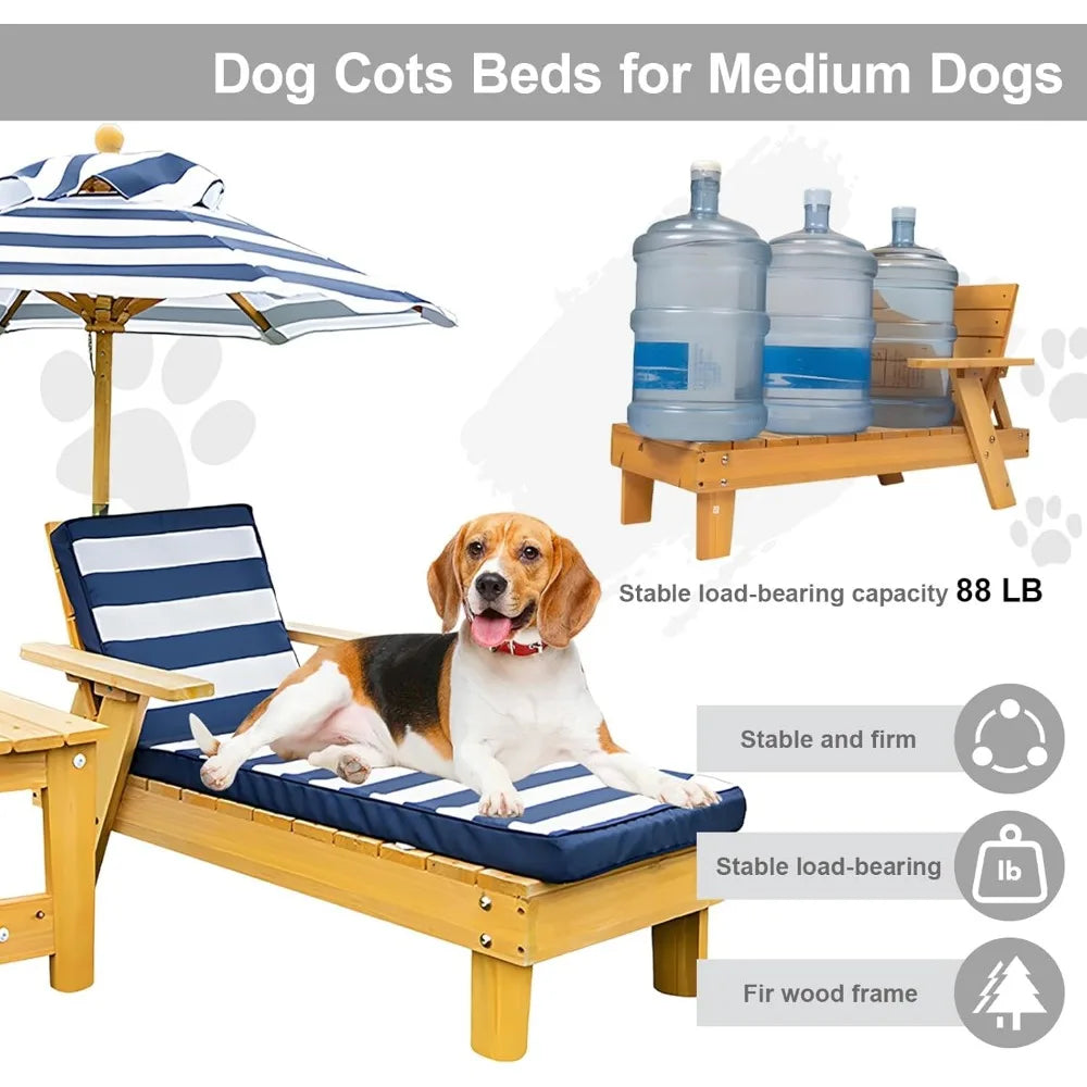 Elevated Dog Bed for Large Dogs with Waterproof Canopy | Indoor/Outdoor Pet Chaise for Backyard, Pool, Beach | Removable Cushion