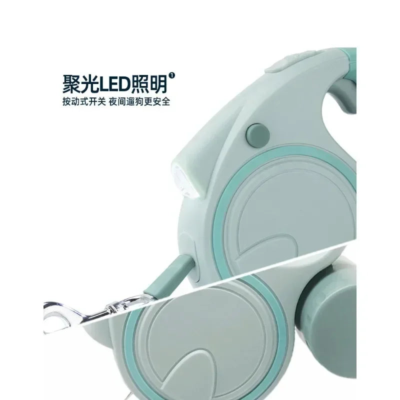 Retractable Led Dog Leash With Reflective Durable Dispenser