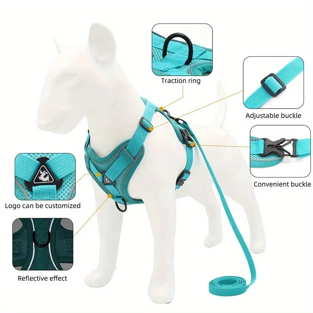 NONECN No Pull Reflective Adjustable Dog Harness And Leash Set
