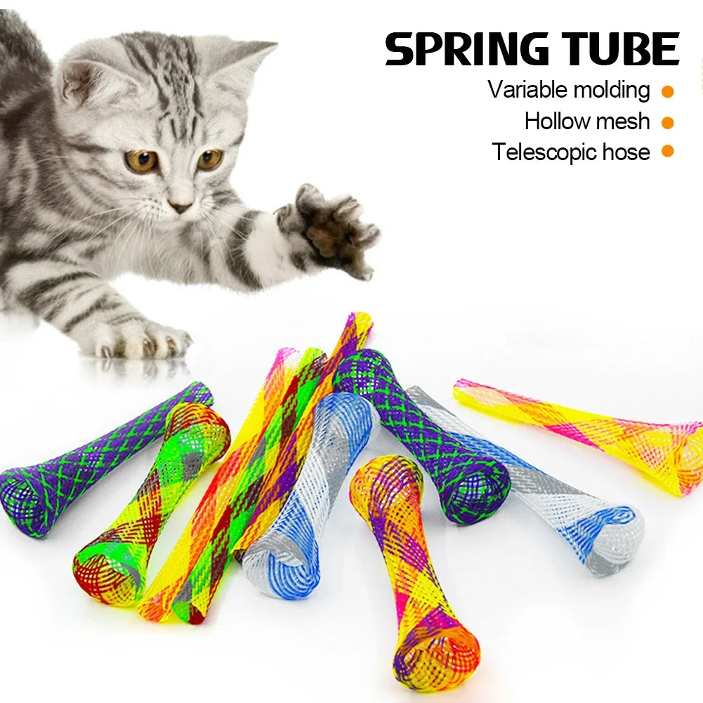 Kitten Cat Spring Toys Set Bouncing Interactive Telescopic Tubes