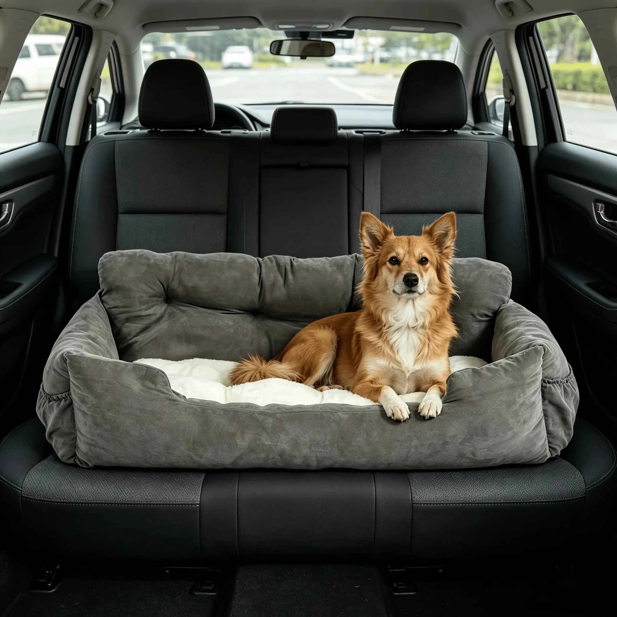 Pet Car Seat, Portable Dog Booster Seat with Safety Leash & Storage Pockets, Waterproof Travel Cat Bed for Small/Medium/Large Dogs