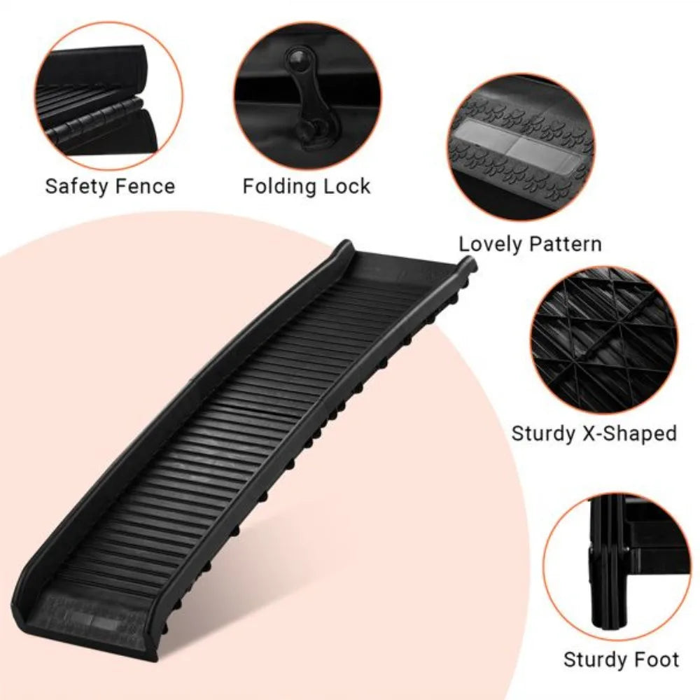 63" Folding Pet Ramp, Portable Dog Ramp,Perfect for Travel, Safe, Lightweight & Easy to Maintain,Folding Dog Ramp