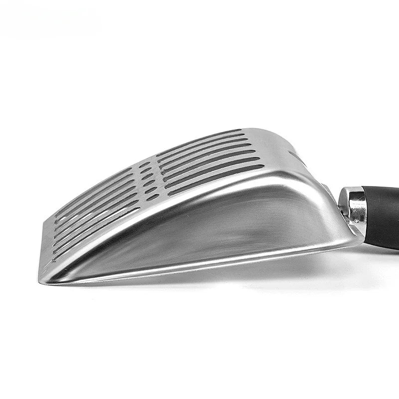 Stainless Steel Cat Litter Scoop with Rubber Handle Metal Kitty Scooper Sturdy Mesh Scooper Litter Filter Pet Cleaning Tools