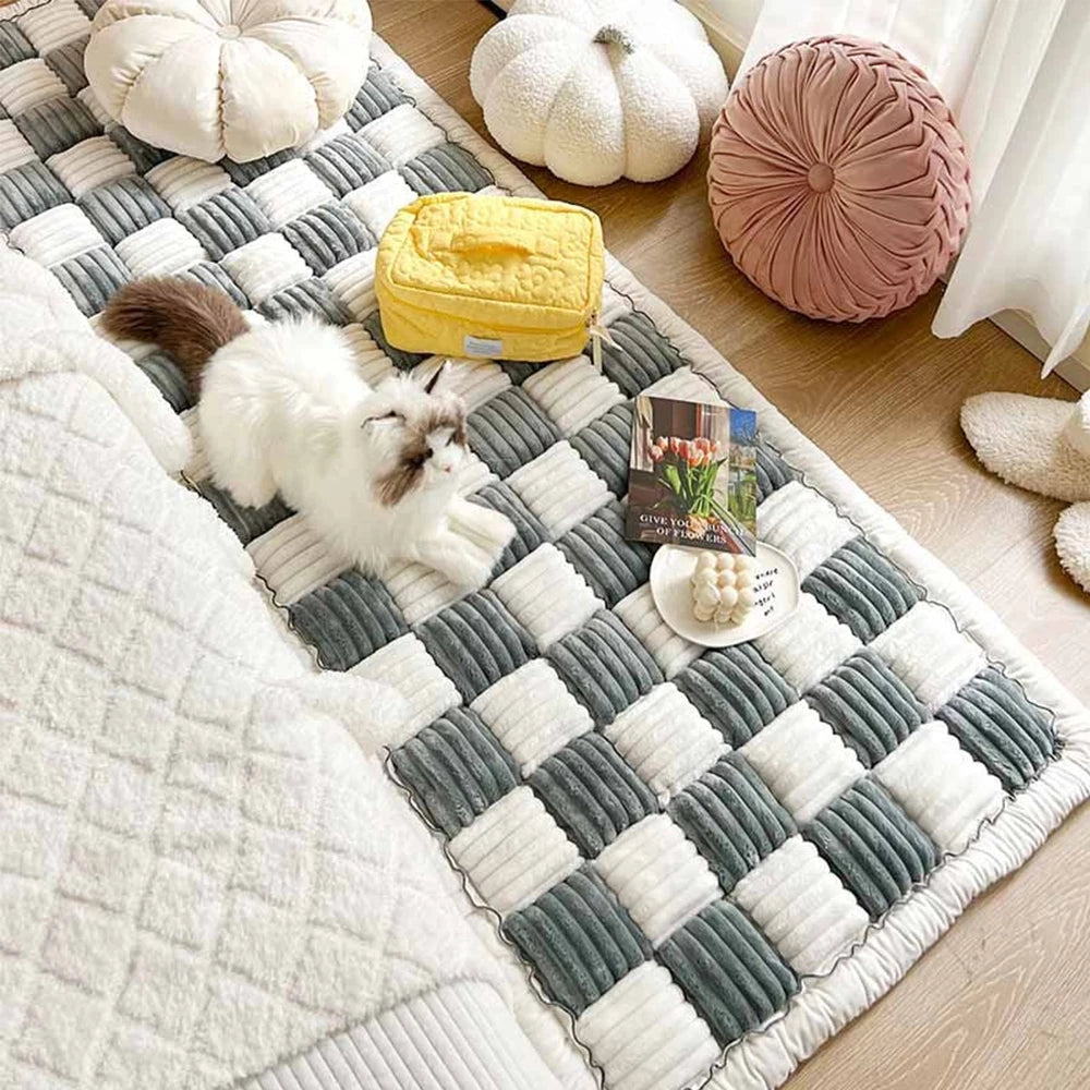 Petravelcn Dog Bed Mat Plaid Cover For Dogs Washable