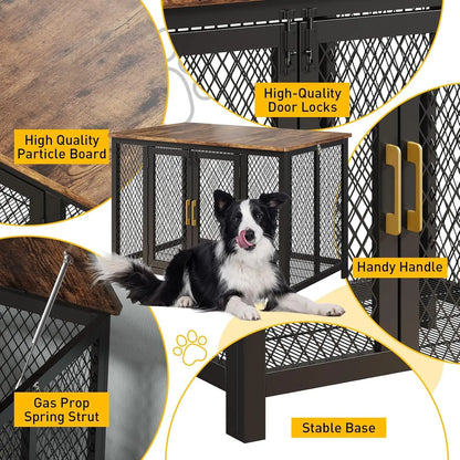 48 Inch Large Dog Crate Furniture with Top Access Door,Heavy Duty Wooden Pet Cage for Medium to Large Dogs Up to 110 Lbs