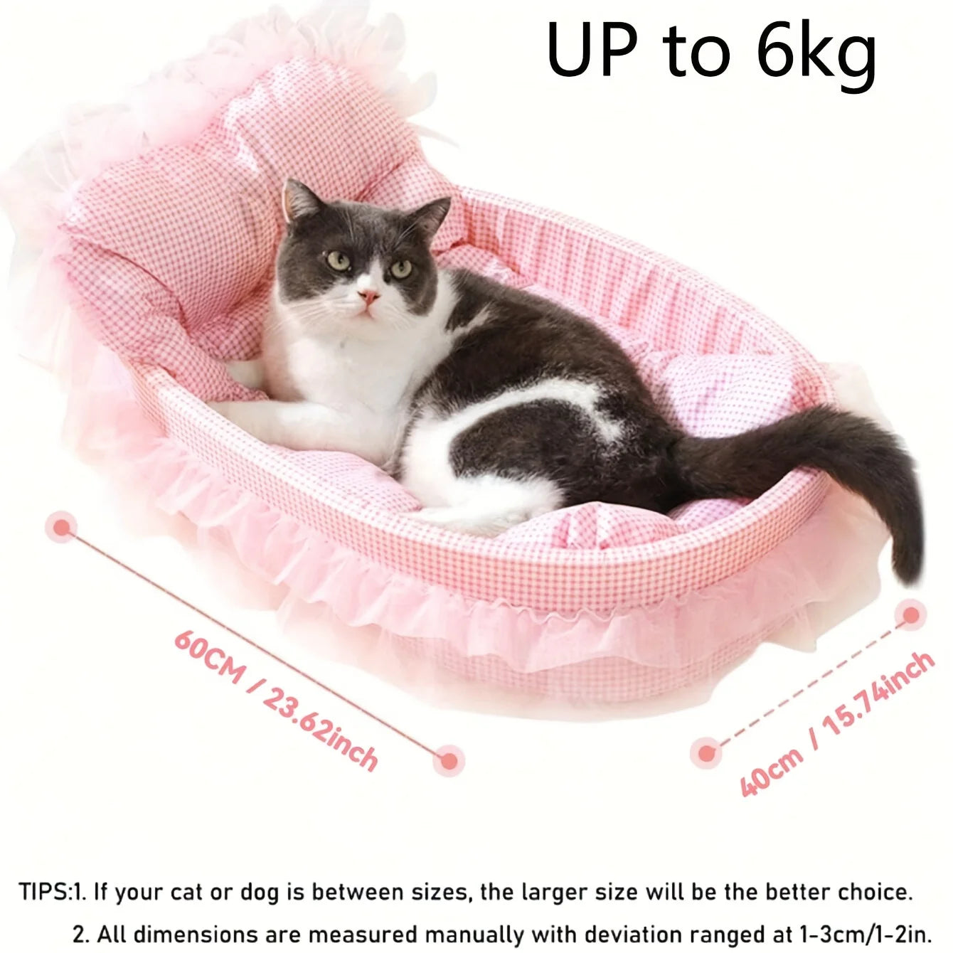 Cute Lace Trimmed Pet Bed For Winter Plush Oval Sleep