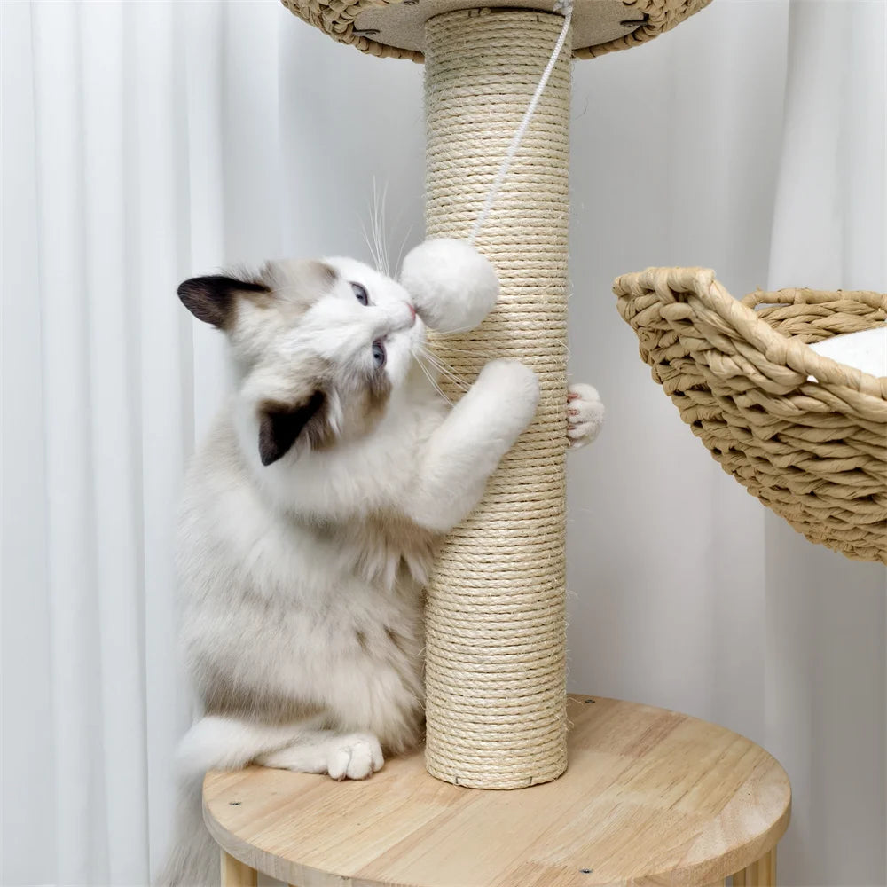 BORWARTCN Three Tier Cat Tree With Plush Napping Perches
