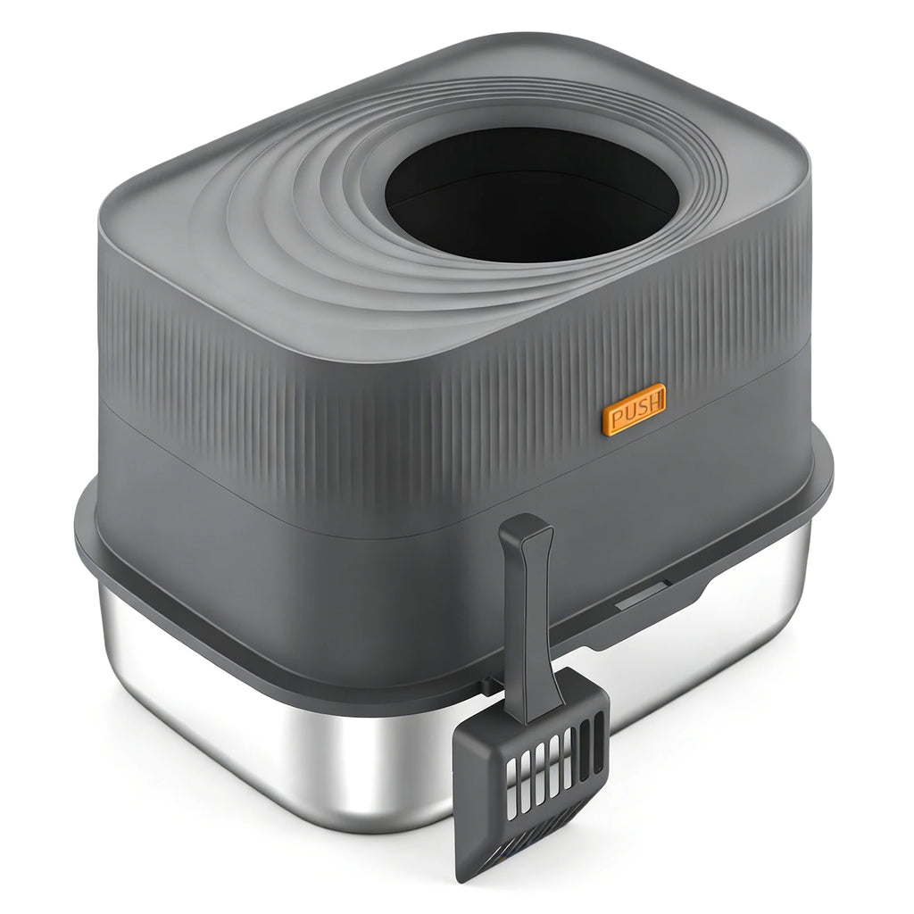 ALLOYSEED Top Entry Stainless Steel Cat Litter Box With Lid