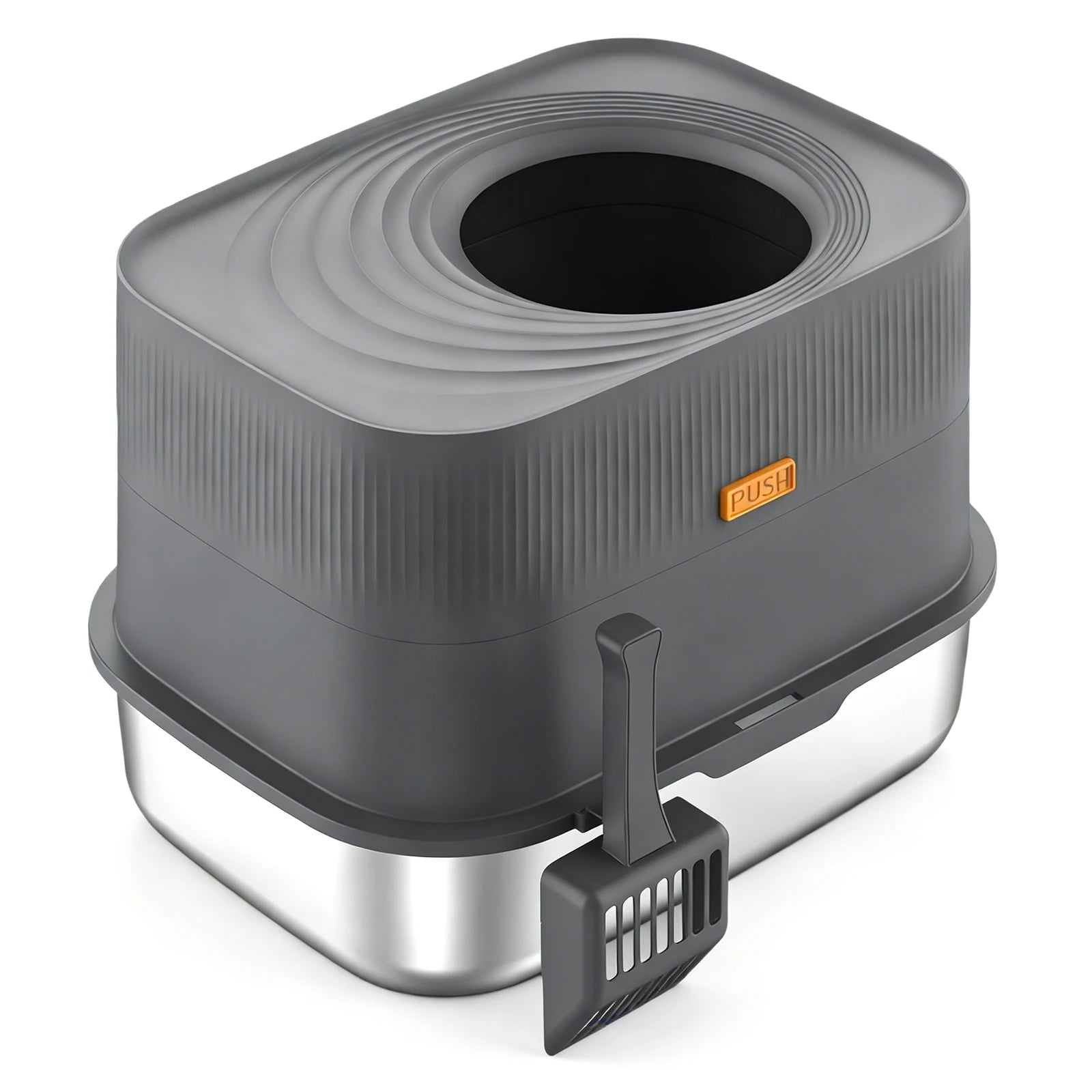 ALLOYSEED Top Entry Stainless Steel Cat Litter Box With Lid