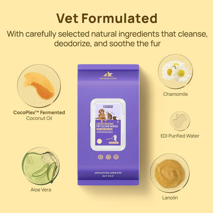 Pet Grooming Glove Wipes For Dogs And Cats Hypoallergenic Hydrating Fur