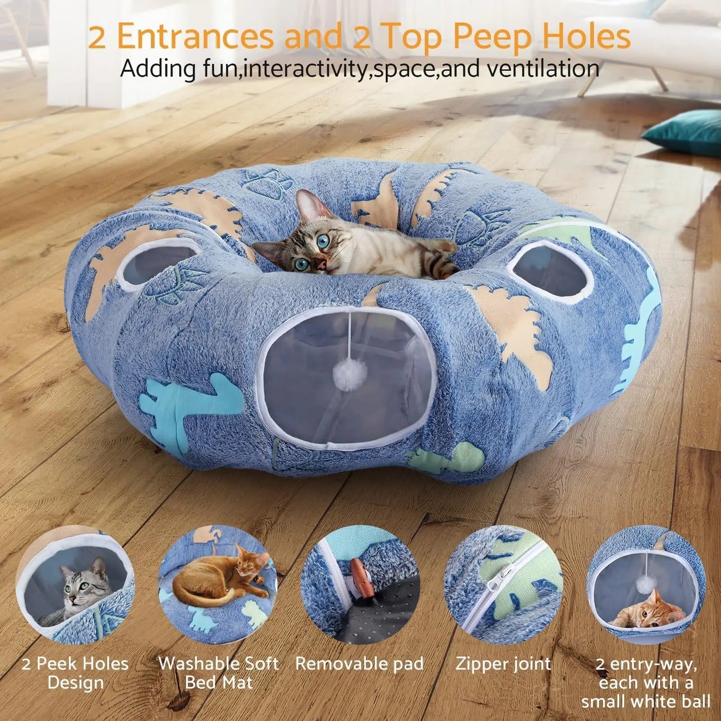 High Concerned Cat Tunnels Indoor Foldable Play System With Cave