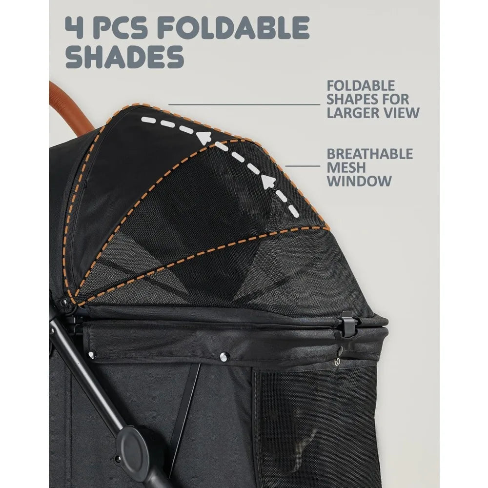 Dog Stroller for Large Dogs, pet Stroller for Medium Dogs Up to 66lbs, All-Terrain with Adjustable Handle & Canopy, Sun S