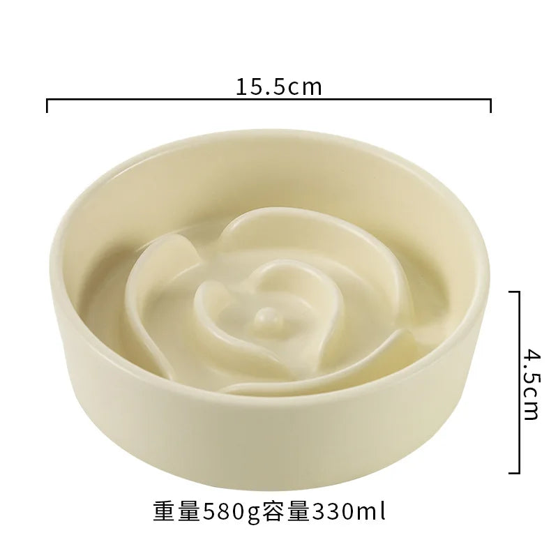 Ceramic Slow Feeder Pet Bowl for Dogs and Cats