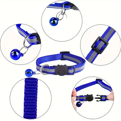 Personalized Free Engraving Reflective Cat Collar Adjustable Nylon