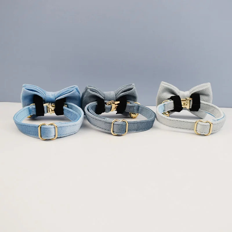 NONED Bowknot Cat Collar With Bell Engraving ID Tag