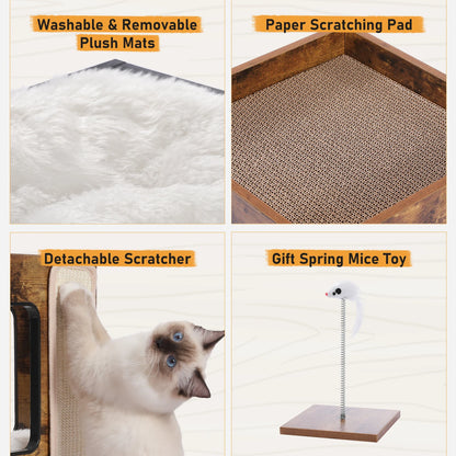 PAWZ Road Wood Cat Condo House Modern Cat Tree Pad