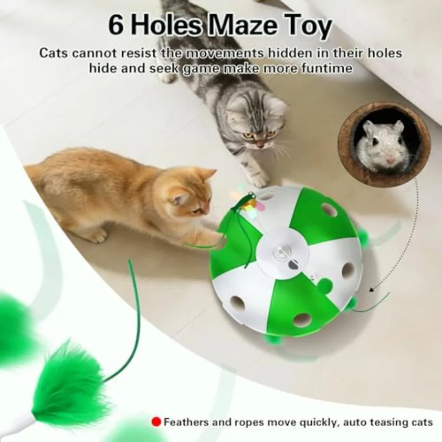 Rechargeable Interactive Cat Toy With Touch Activation Moving Feather Chirping