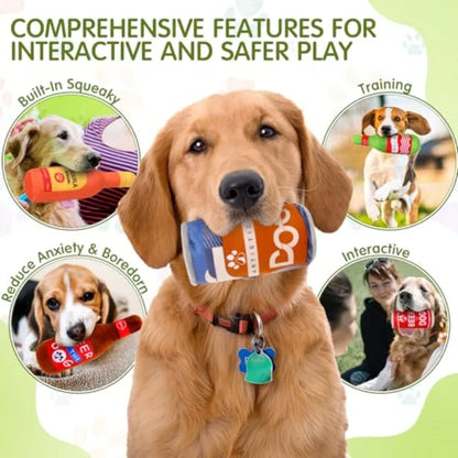 YAO HUI HUANG 9Pcs Beer Dog Squeaky Plush Toys Set