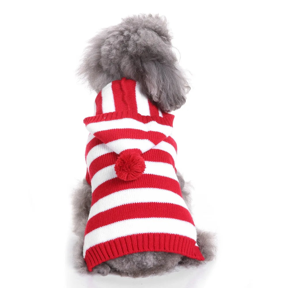 Dog Stripes Sweaters Winter Knitting Pet Sweater for Medium Large Dogs Christmas Elk Dog Clothes Labrador Pullovers Costume