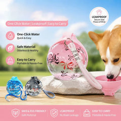 2-In-1 Portable Dog Water Bottle With Lanyard And Foldable Bowl