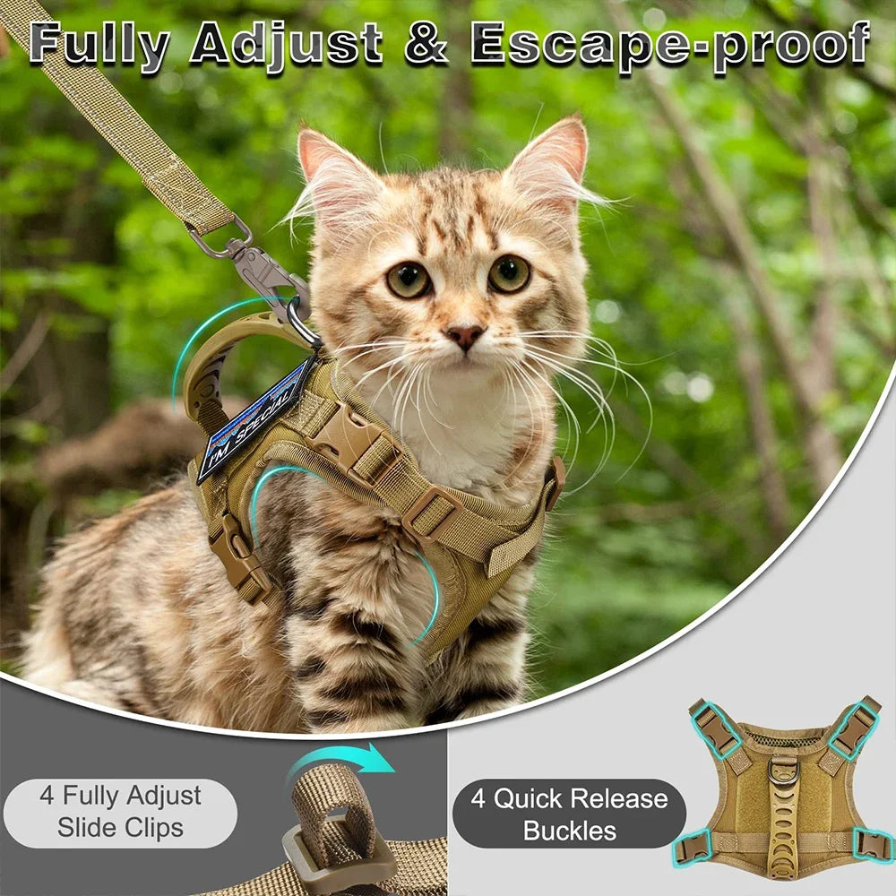 Tactical Escape Proof Pet Harness Soft Mesh Vest Handle
