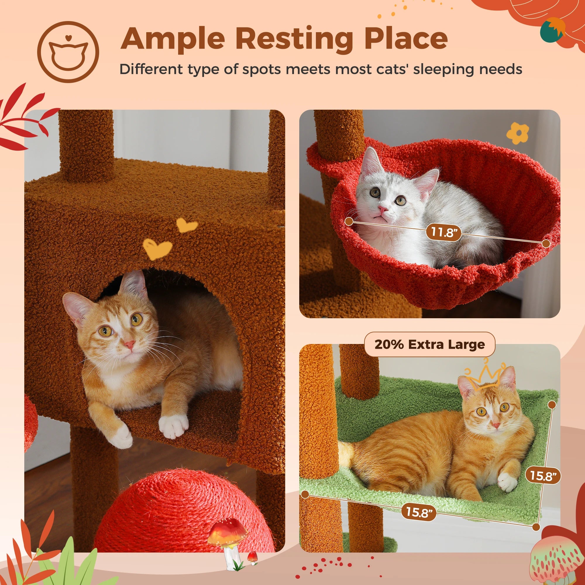 PETEPELACN Floor to Ceiling Cat Tree With Condo Hammock