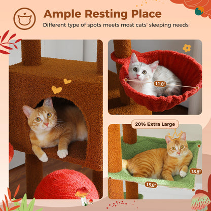 PETEPELACN Floor to Ceiling Cat Tree With Condo Hammock