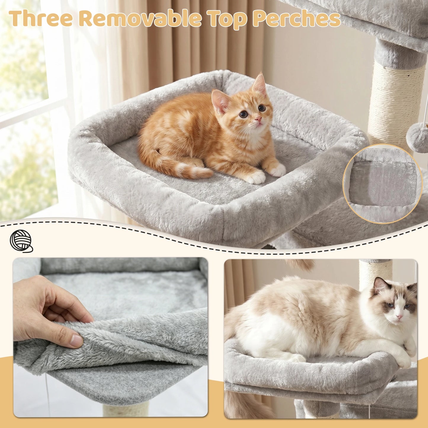 Four-Tier Cat Tree Tower With Condos And Plush Perches