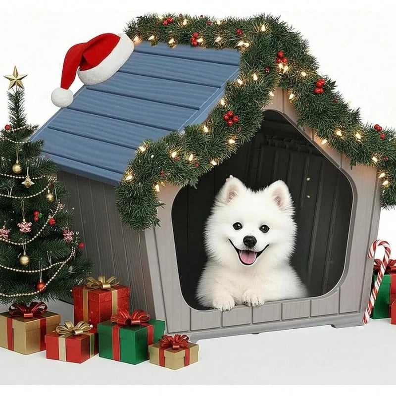 Weatherproof Indoor Outdoor Dog House Durable Resin Shelter For Pets