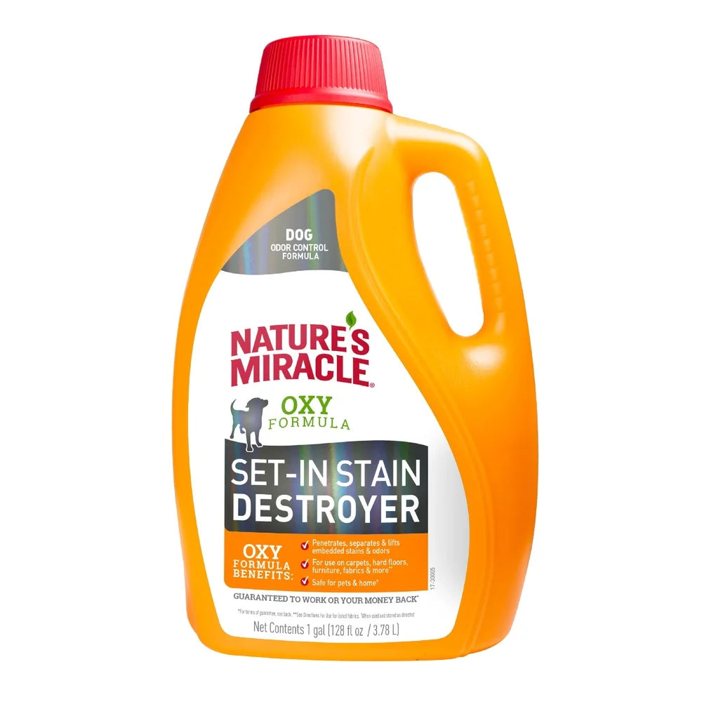 Set-In Stain Destroyer Dogs Oxy Formula Pet Stain Remover 1 Gallon Orange Scent Deep Clean Odor Eliminator Safe Home