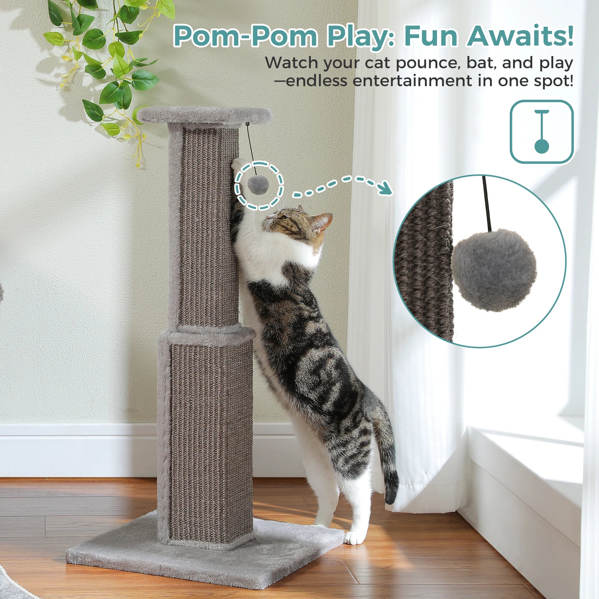PAWZ Road Cat Scratcher With Woven Sisal Ball Toy Indoor