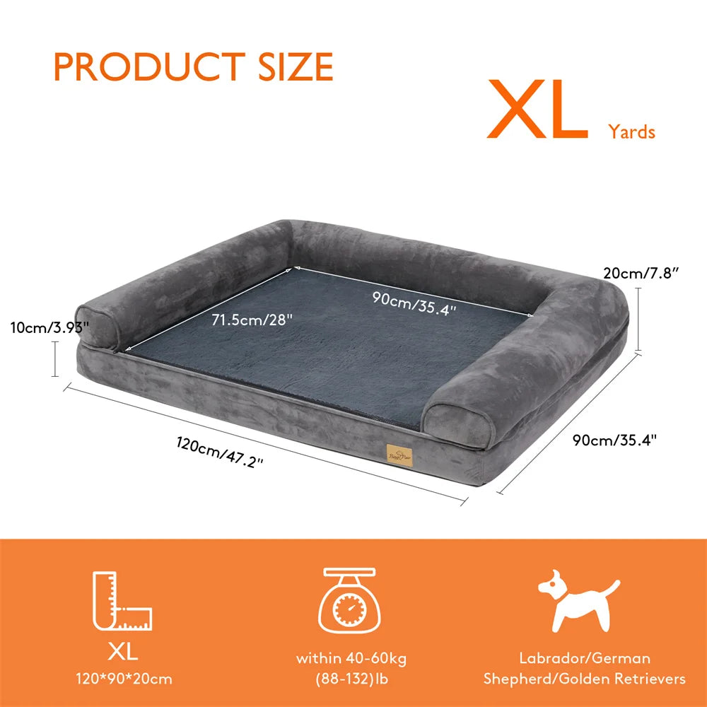 BORWART Calming Dog Bed Orthopedic Memory Foam Sofa Waterproof Cover