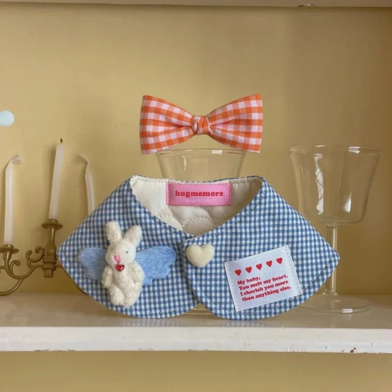 JOANINPET Cute Plaid Rabbit Cape Dog Cat Fleece Scarf Accessories