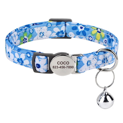 Free personalized kitten collar, engraved with pet dog's name, anti-lost, suitable for cats and small dogs, adjustable