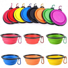 2026 Folding Portable Silicone Dog Feeder Bowl 2 In 1 Pet Dispenser Outdoor Travel Dog Cat With Carabiner Bottle Food Water Container