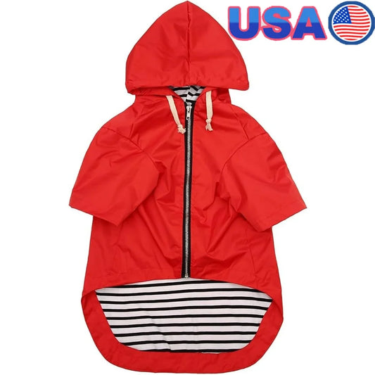 Waterproof Dog Raincoat Jacket With Harness Hole Pocket