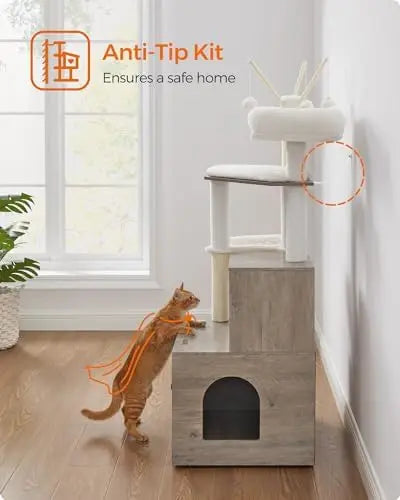 Feandrea Cat Tree With Litter Box Enclosure 2-In-1 Condo