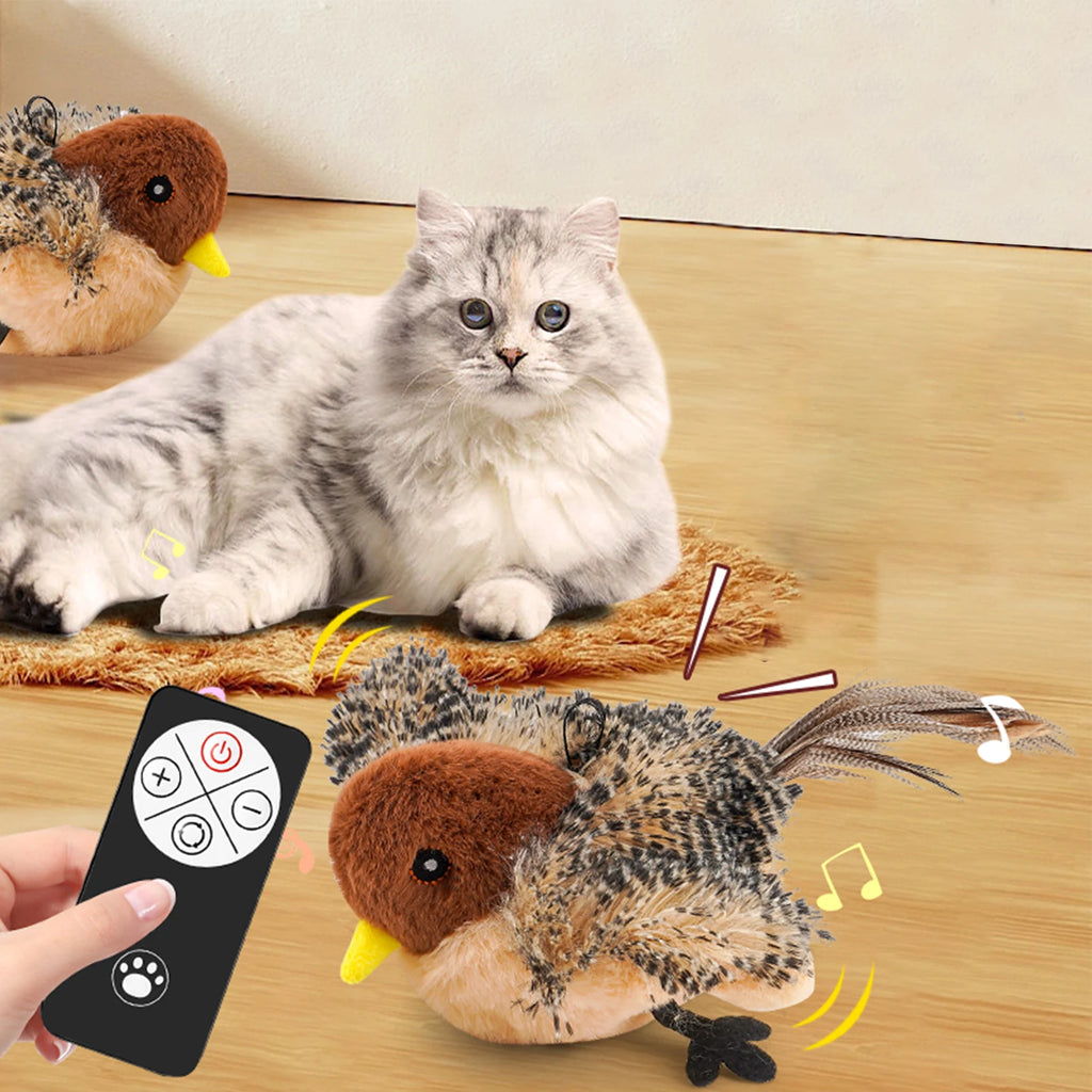 Remote Control Chirping Bird Toy For Kitten Interactive Cat Companion