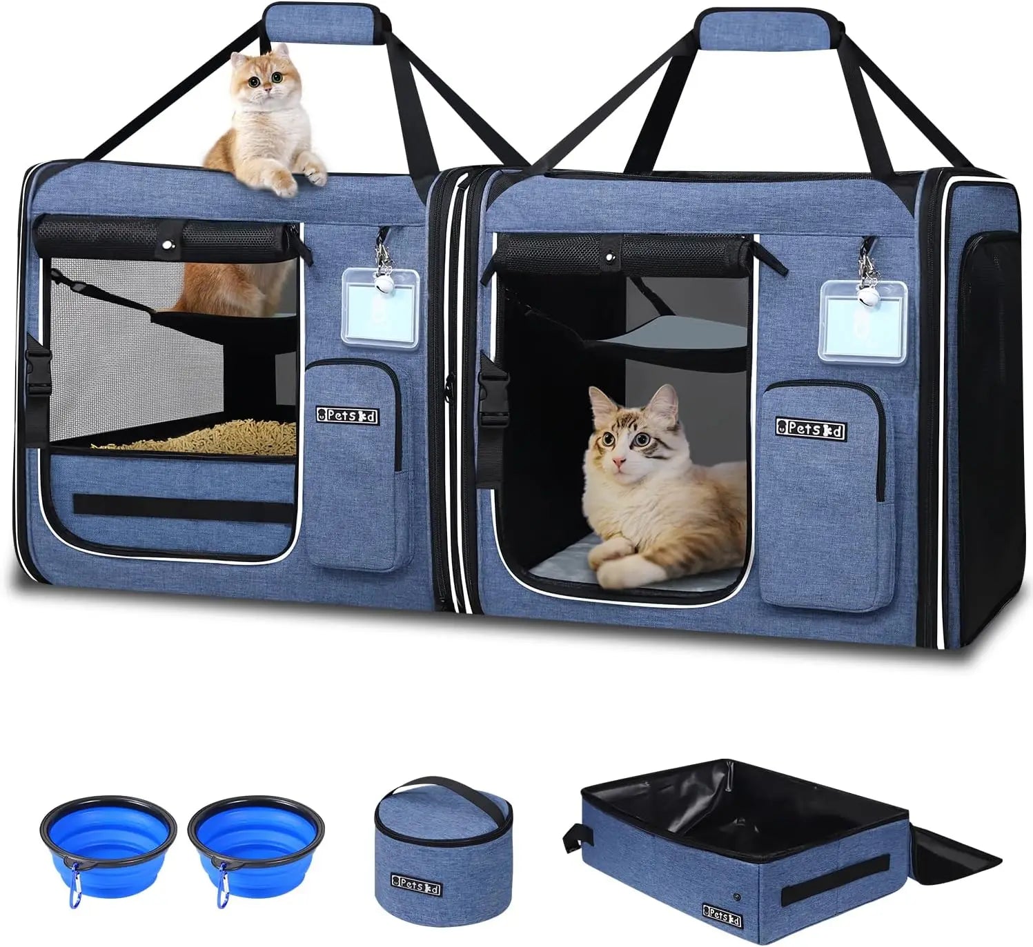 2-In-1 Cat Travel Carrier With Litter Box For Multiple Cats