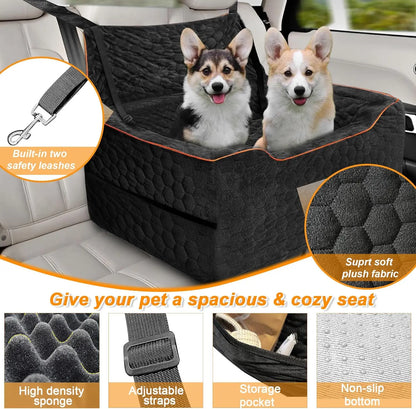 Dog Car Seat for Medium/Large Dogs, Washable Dog Booster Seat Under 60 lbs or 2 Small Dogs, Multi-Functional Pet Car Seat