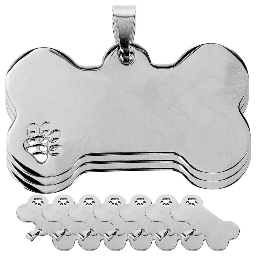 10 Pcs Stainless Steel Dog Tags Personalized Engraved Pet Id Tags Blank Dog Name Tags For Collars Harnesses Leads Bone Shape