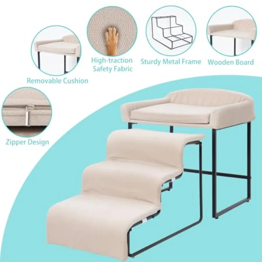 MDNG Dog Window Perch With Stairs For Small Dogs Cats