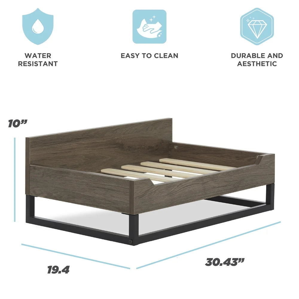 XMSJ Wooden Dog Bed With Orthopedic Foam Gel Mattress