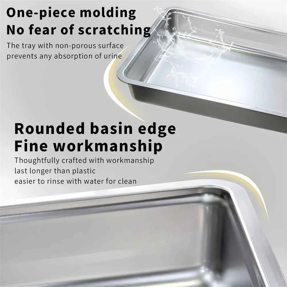 Enclosed Stainless Steel Cat Litter Box with Lid Scoop Large Litter Box Covered Top Entry Litter Pan High Sided Easy Cleaning